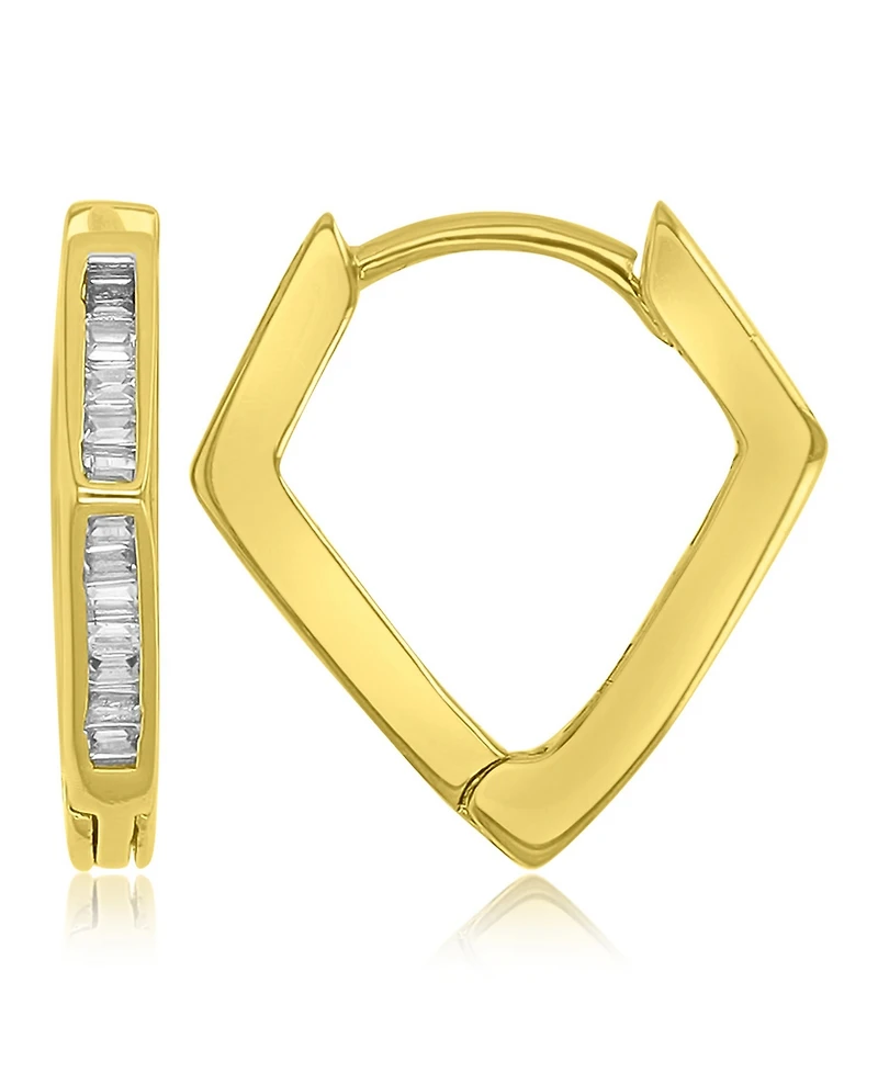 Macy's Cubic Zirconia Baguette Rhombic Huggie Earrings in 14k Yellow Gold Over Sterling Silver
