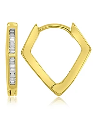 Macy's Cubic Zirconia Baguette Rhombic Huggie Earrings in 14k Yellow Gold Over Sterling Silver