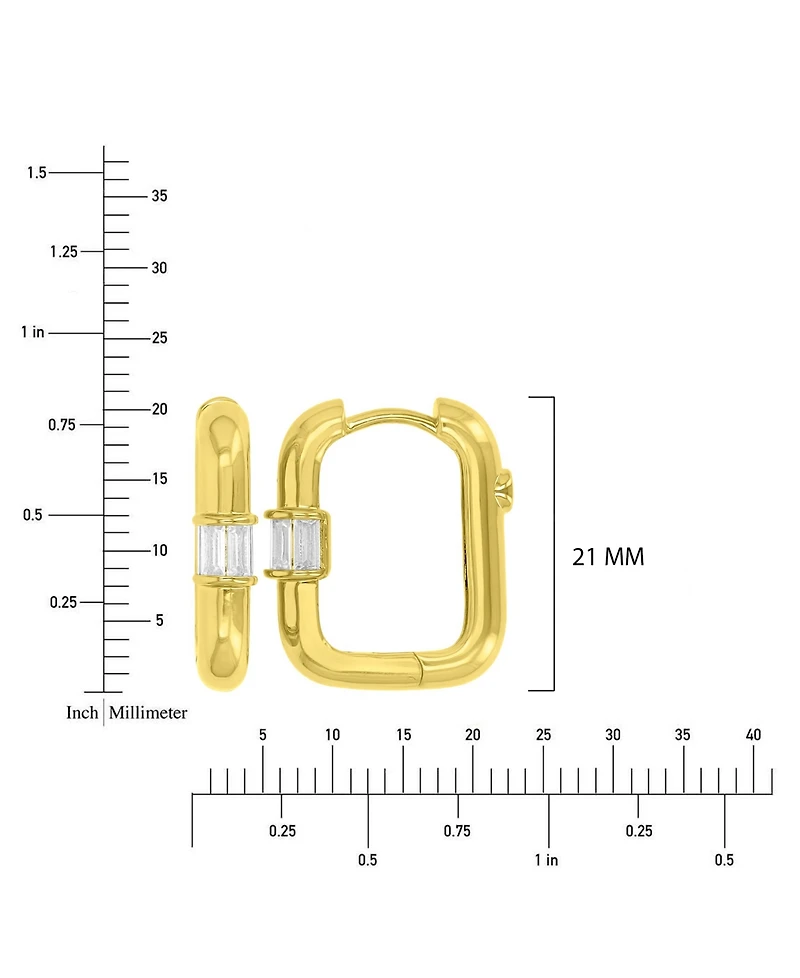 Macy's Cubic Zirconia Rectangular Hoop Earrings in 14k Yellow Gold Over Sterling Silver