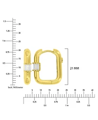 Macy's Cubic Zirconia Rectangular Hoop Earrings in 14k Yellow Gold Over Sterling Silver