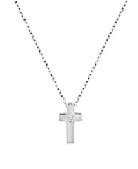 Macy's Cubic Zirconia Cross Necklace in 14k Yellow Gold Over Sterling Silver