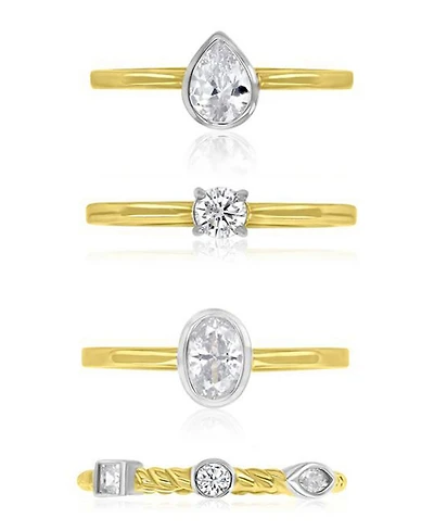 Macy's 4-Pc. Polished Cubic Zirconia Quadruple Ring 14k Yellow Gold Over Sterling Silver