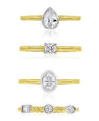 Macy's 4-Pc. Polished Cubic Zirconia Quadruple Ring in 14k Yellow Gold Over Sterling Silver