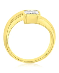 Macy's Polished Cubic Zirconia Engagement Ring in 14k Yellow Gold Over Sterling Silver