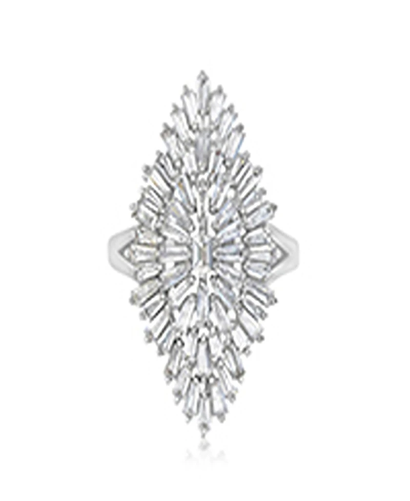 Macy's Polished Cubic Zirconia Cocktail Ring in Rhodium Over Sterling Silver