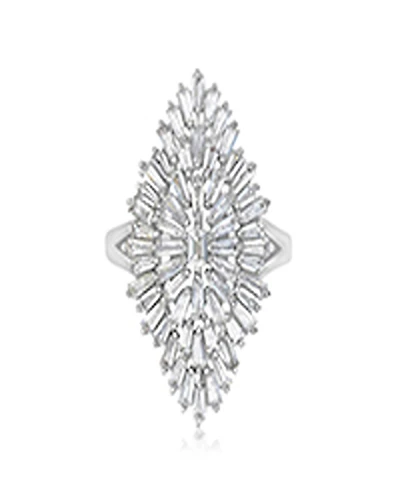 Macy's Polished Cubic Zirconia Cocktail Ring in Rhodium Over Sterling Silver