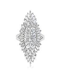 Macy's Polished Cubic Zirconia Cocktail Ring in Rhodium Over Sterling Silver