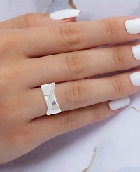 Macy's Cubic Zirconia Crossover Ring Rhodium Over Sterling Silver