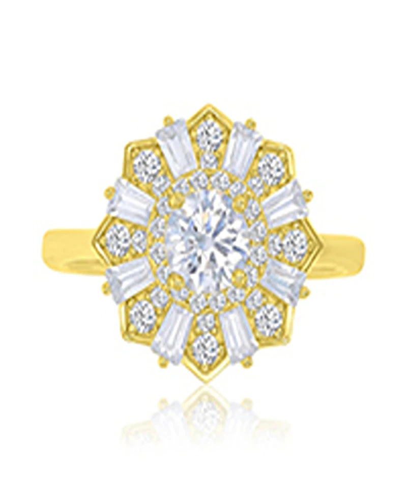 Macy's Cubic Zirconia Sunburst Ring 14k Yellow Gold Over Sterling Silver