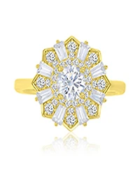 Macy's Cubic Zirconia Sunburst Ring 14k Yellow Gold Over Sterling Silver
