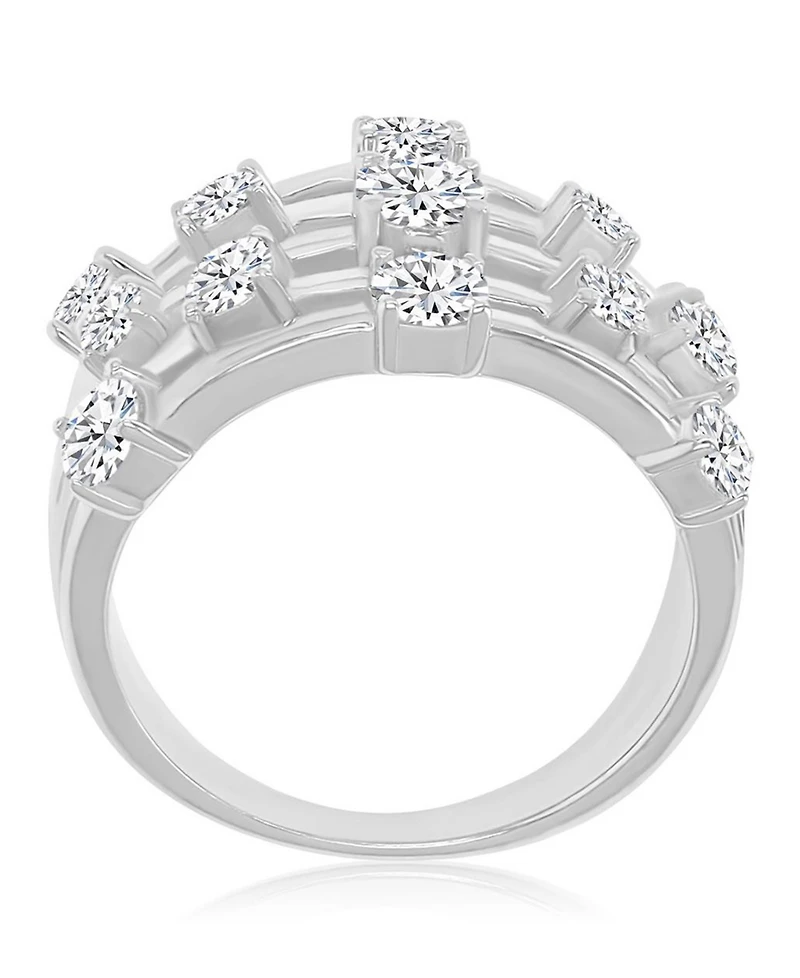 Macy's Cubic Zirconia 5-Row Ring Rhodium Over Sterling Silver