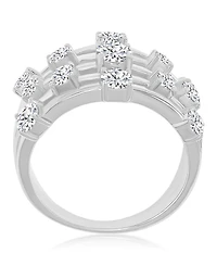 Macy's Cubic Zirconia 5-Row Ring Rhodium Over Sterling Silver