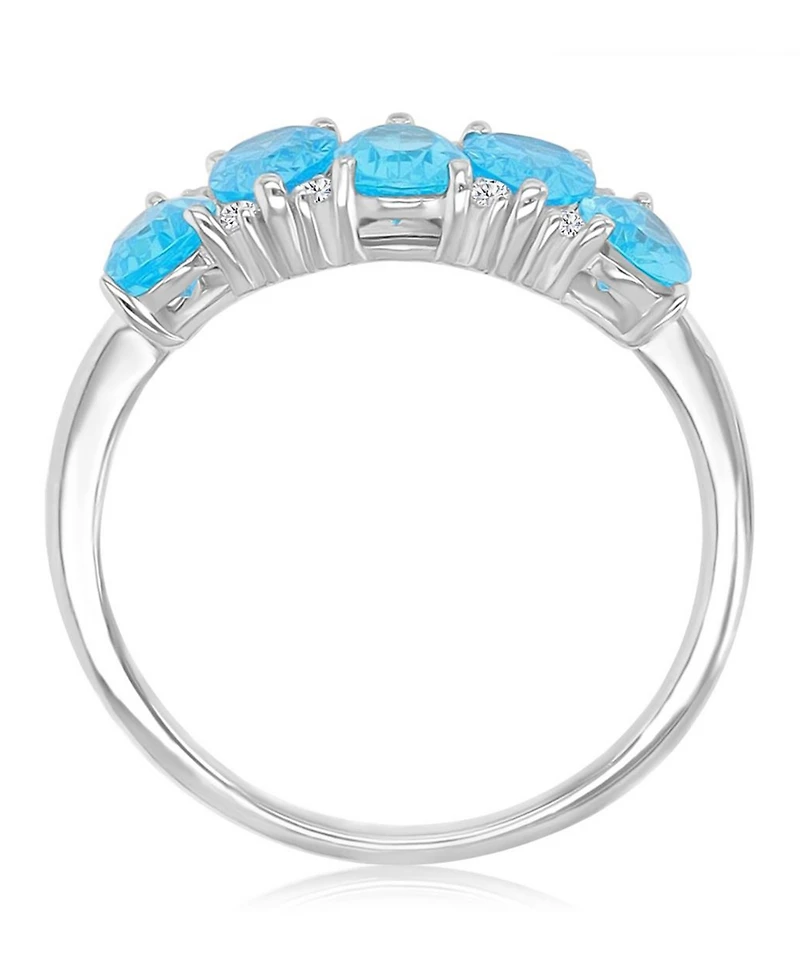 Macy's Aqua Blue Cubic Zirconia Ring in Rhodium Over Sterling Silver