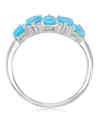 Macy's Aqua Blue Cubic Zirconia Ring in Rhodium Over Sterling Silver