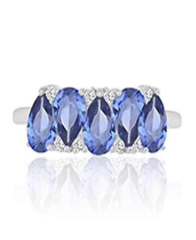 Macy's Tanzanite Cubic Zirconia Ring in Rhodium Over Sterling Silver