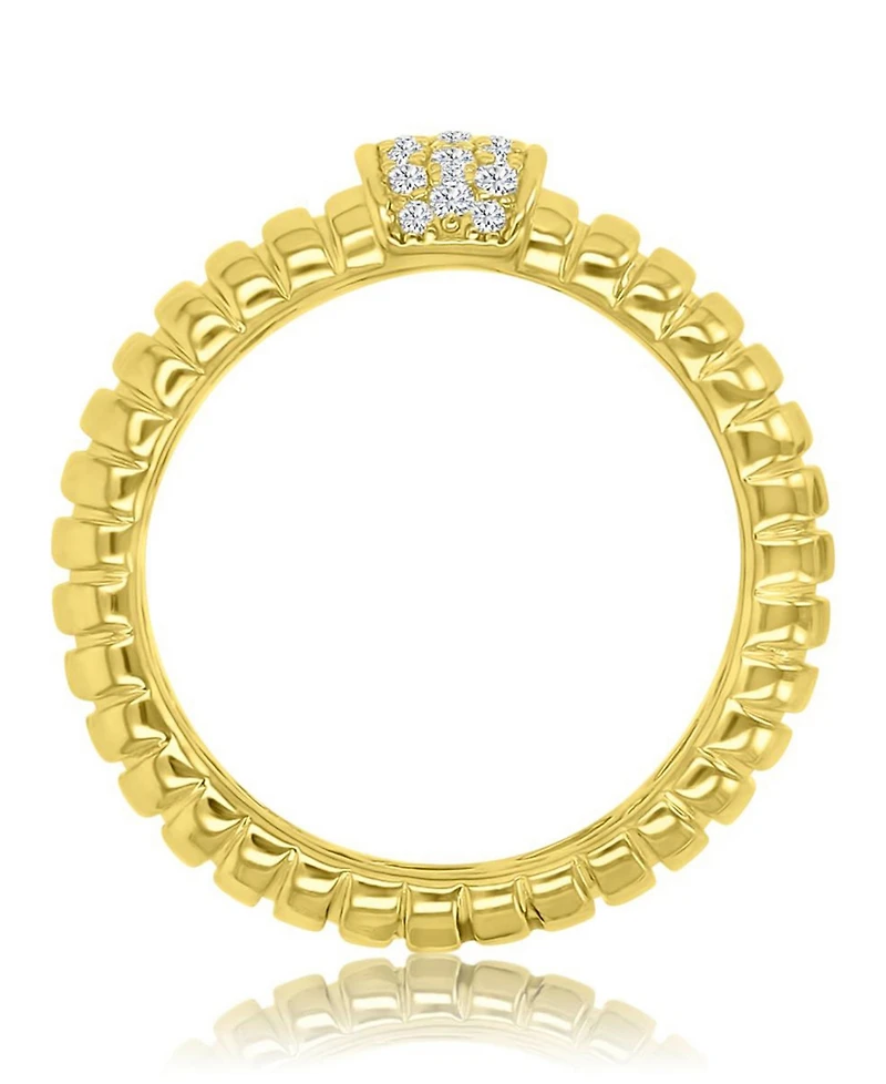 Macy's Cubic Zirconia Pave Ribbed Ring in 14k Yellow Gold Over Sterling Silver