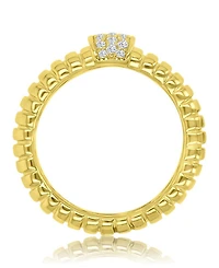 Macy's Cubic Zirconia Pave Ribbed Ring in 14k Yellow Gold Over Sterling Silver