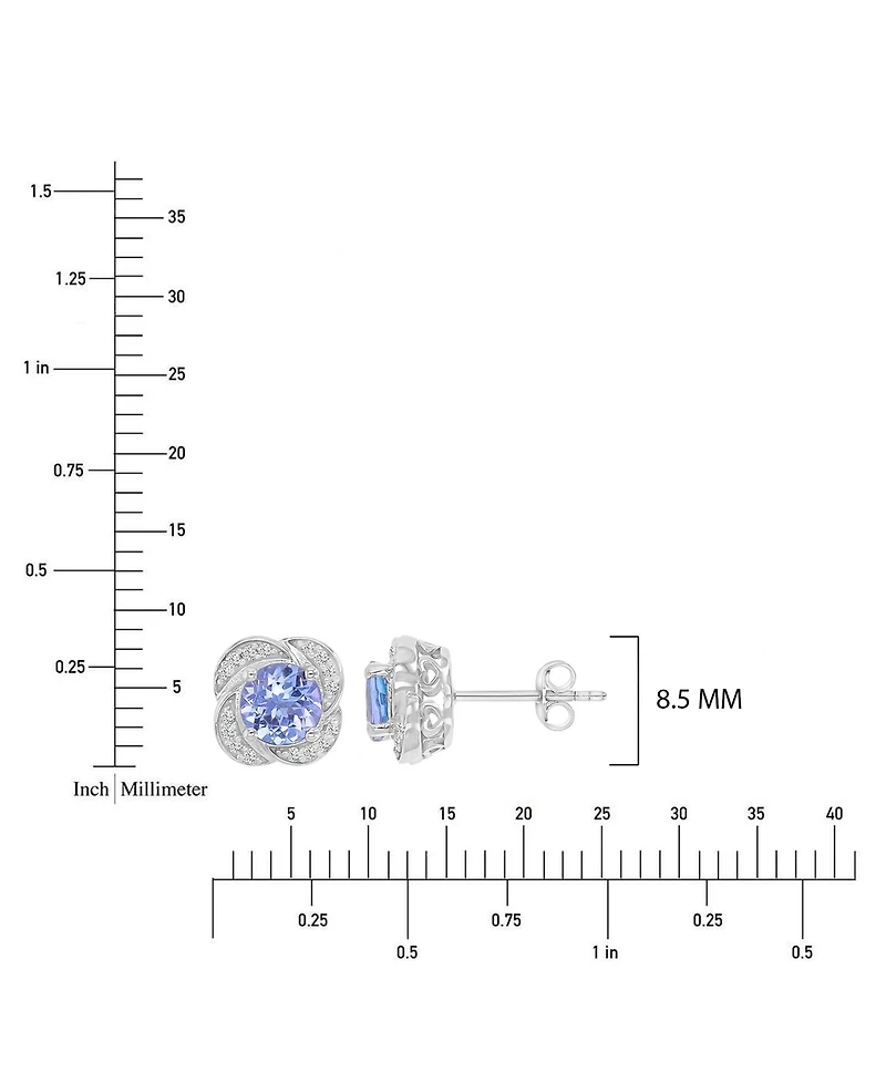 Macy's Diamond and Tanzanite Stud Earrings in 10k White Gold