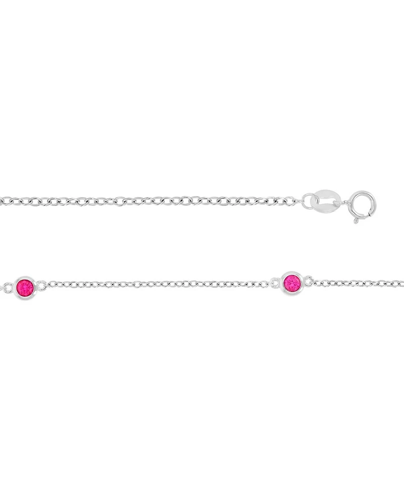Macy's Created Ruby Station Necklace in Rhodium Over Sterling Silver