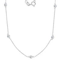 Macy's White Sapphire Station Necklace in Rhodium Over Sterling Silver