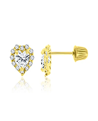 Macy's Heart Cut Halo Stud Earrings in 14k Yellow Gold