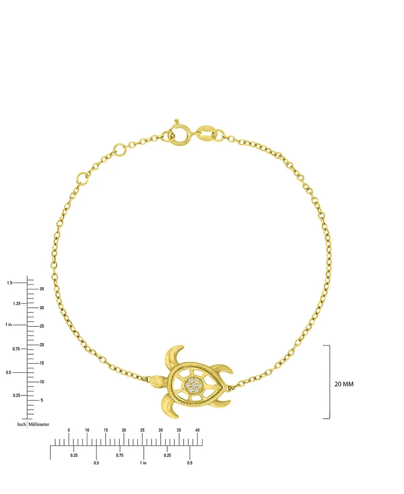 Macy's Diamond Accent Sea Turtle Bracelet in 14k Yellow Gold Over Sterling Silver