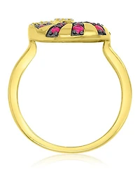 Macy's Diamond Accent & Created Ruby Conch Ring in 14k Yellow Gold Over Sterling Silver