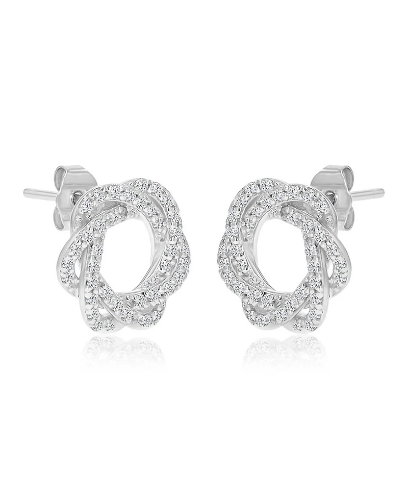 Macy's Created White Sapphire Invert Open Circle Stud Earrings in Rhodium Over Sterling Silver