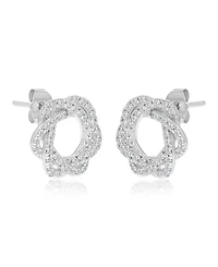 Macy's Created White Sapphire Invert Open Circle Stud Earrings in Rhodium Over Sterling Silver