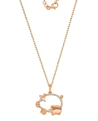 Macy's Created White Sapphire Mom and Baby Pigs Necklace in 14k Rose Gold Over Sterling Silver