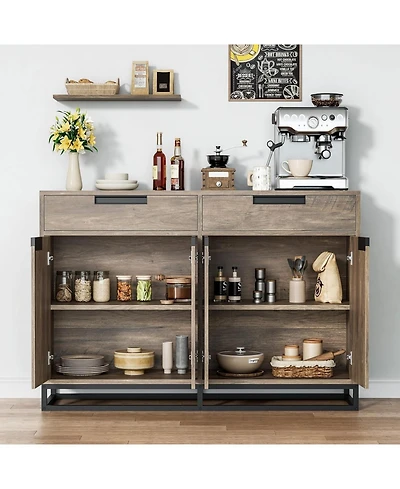 gaomon 55" Modern Buffet Cabinet with Storage, Doors, and Shelves