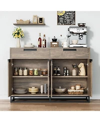 gaomon 55" Modern Buffet Cabinet with Storage, Doors, and Shelves
