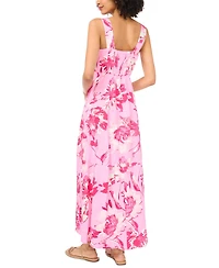 Vince Camuto Women's Floral Square-Neck Smocked-Back Sleeveless Maxi Dress