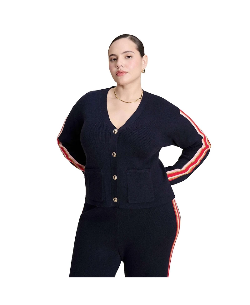 Eloquii Women's Lurex Stripe Cardigan