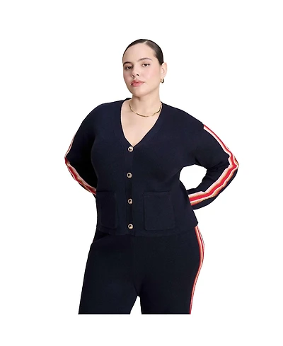 Eloquii Women's Lurex Stripe Cardigan