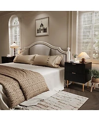 gaomon Mid-Century Nightstand Set of 1/2, Bedside Table with 2 Drawers & Metal Legs