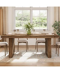 Tribesigns 63" Solid Wood Heavy Duty Wooden Legs Dining Table