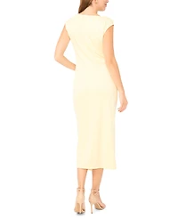 Msk Women's Sleeveless Boat-Neck Ponte-Knot Wrap Midi Dress