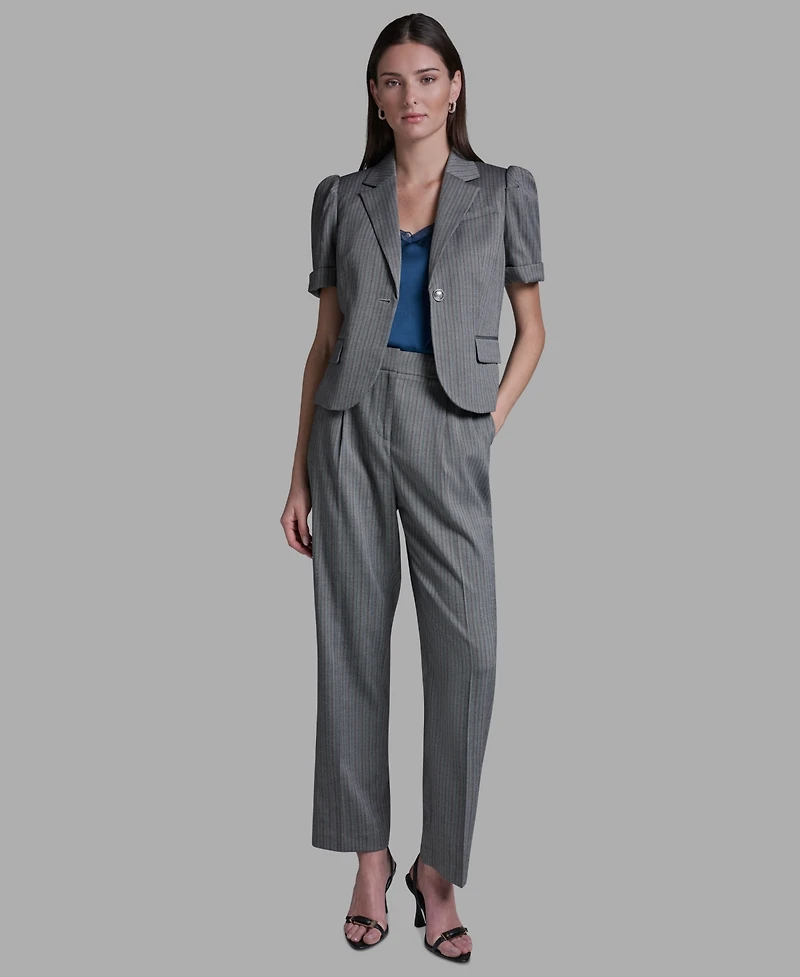 Bcbg Women's Short-Sleeve Single Button Stripe Jacket