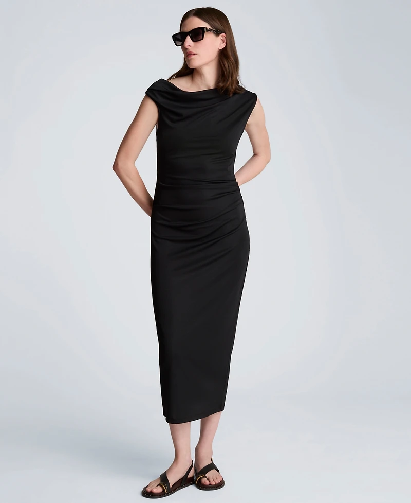 Kenneth Cole Women's Off-The-Shoulder Ruched Waist Midi Dress