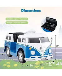 Mecale 12V Ride On Car Licensed Volkswagen Ride-on Bus with Cup Holder and Led Headlights for 3+ Years Old-Blue