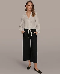 Donna Karan Weekend Women's Roll-Tab Sleeve Tie-Front Blouse
