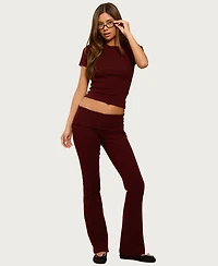 Edikted Women's Ivanne Foldover Flared Pants