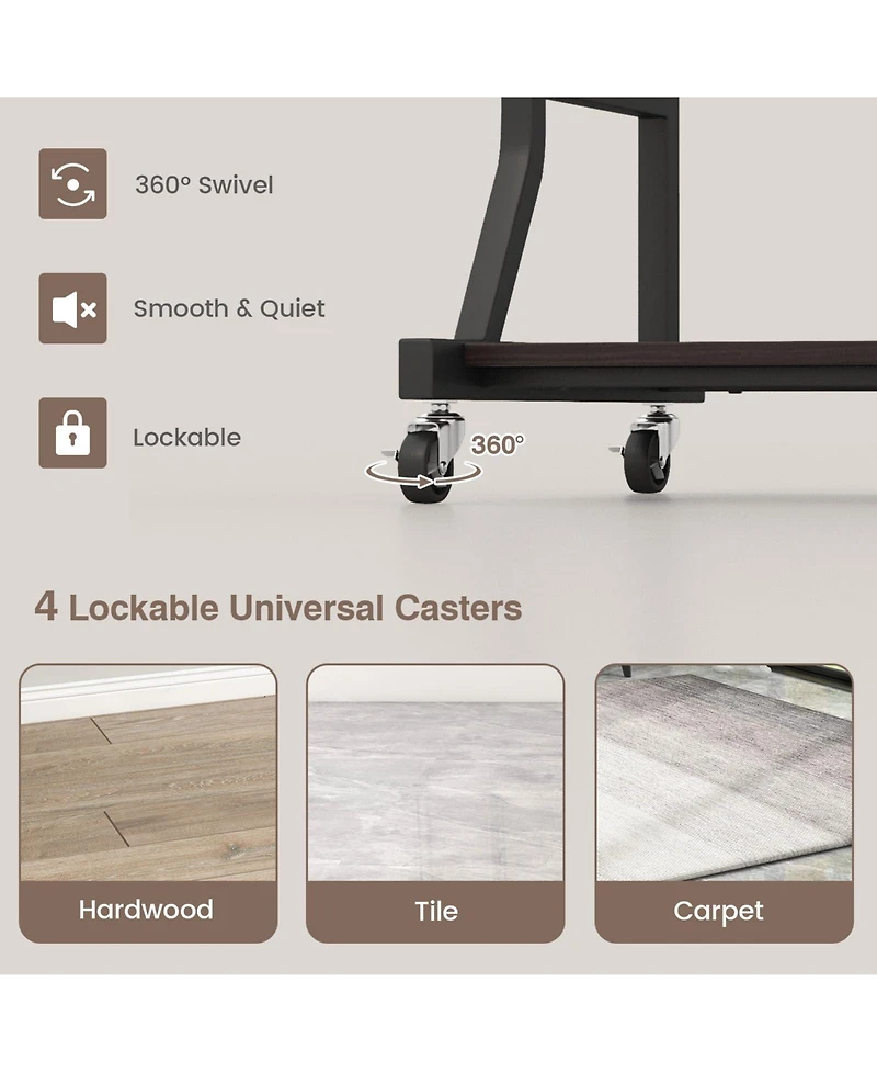 Mecale Mobile Computer Desk with Keyboard Tray, Mouse Tray, and Storage Shelf