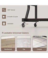 Mecale Mobile Computer Desk with Keyboard Tray, Mouse Tray, and Storage Shelf