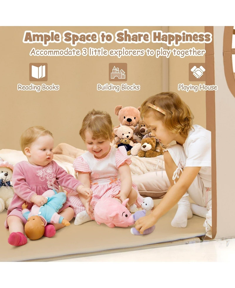 Mecale Large Kids Play Tent Playhouse with Door Curtain, Windows, and Star Lights