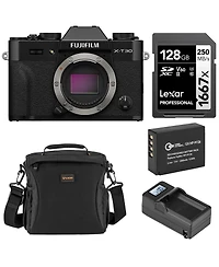 Fujifilm X-T30 Iii Mirrorless Camera, Black with Np-W126 Lithium-Ion Battery Pack, Compact Smart Charger Base, Smart Charger Plate, 1667x 128GB Uhs-ii