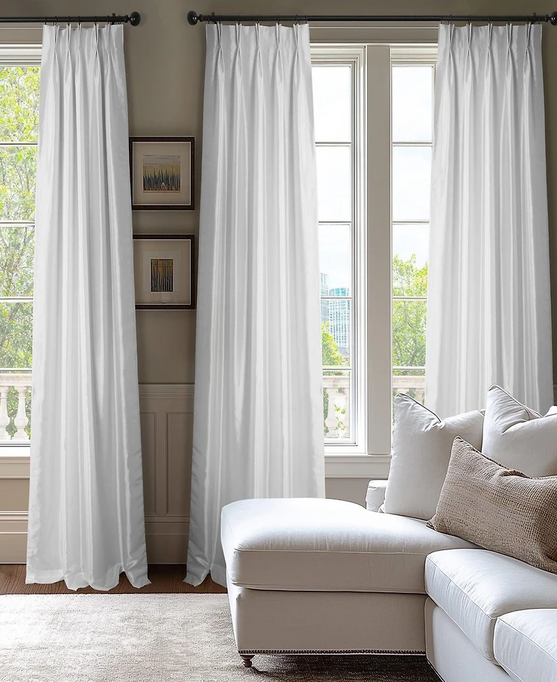 Half Price Drapes French Pleat Faux Silk Taffeta Blackout Curtain