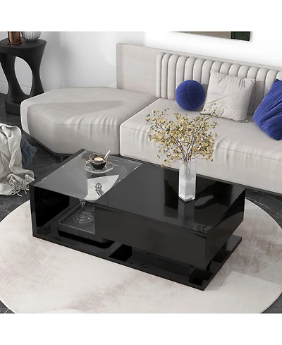 Simplie Fun Modernist Glass-Wood Center Table