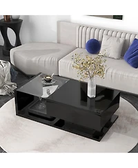 Simplie Fun Modernist Glass-Wood Center Table